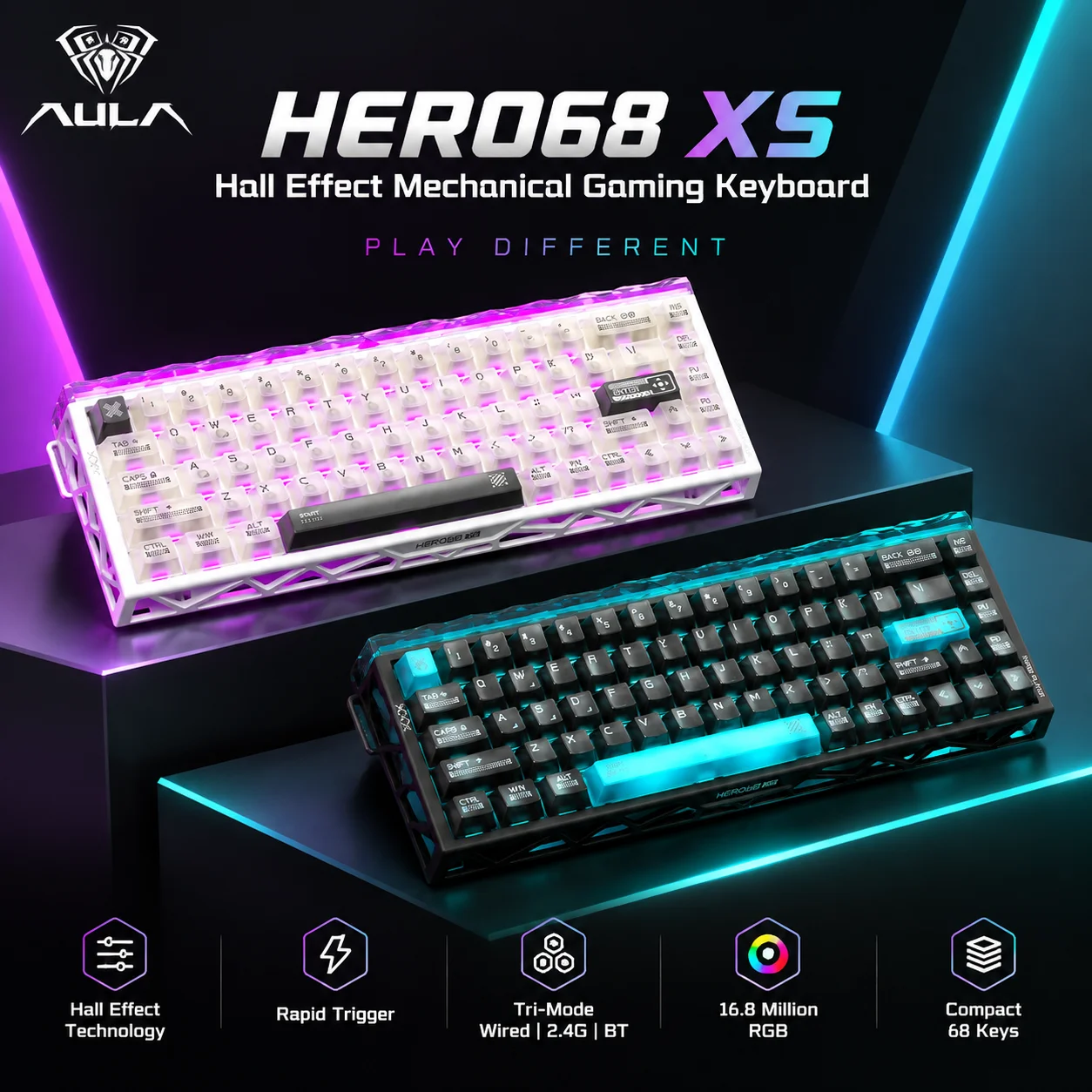 Pc Gaming Keyboard - Aula Hero68 XS Hall Effect Magnetic