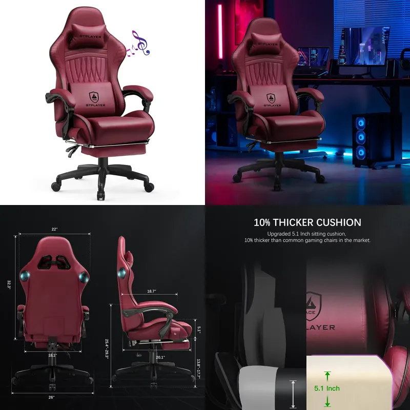 Pc Gaming Usa - GTPLAYER Gaming Chair with Speakers, Ergonomic