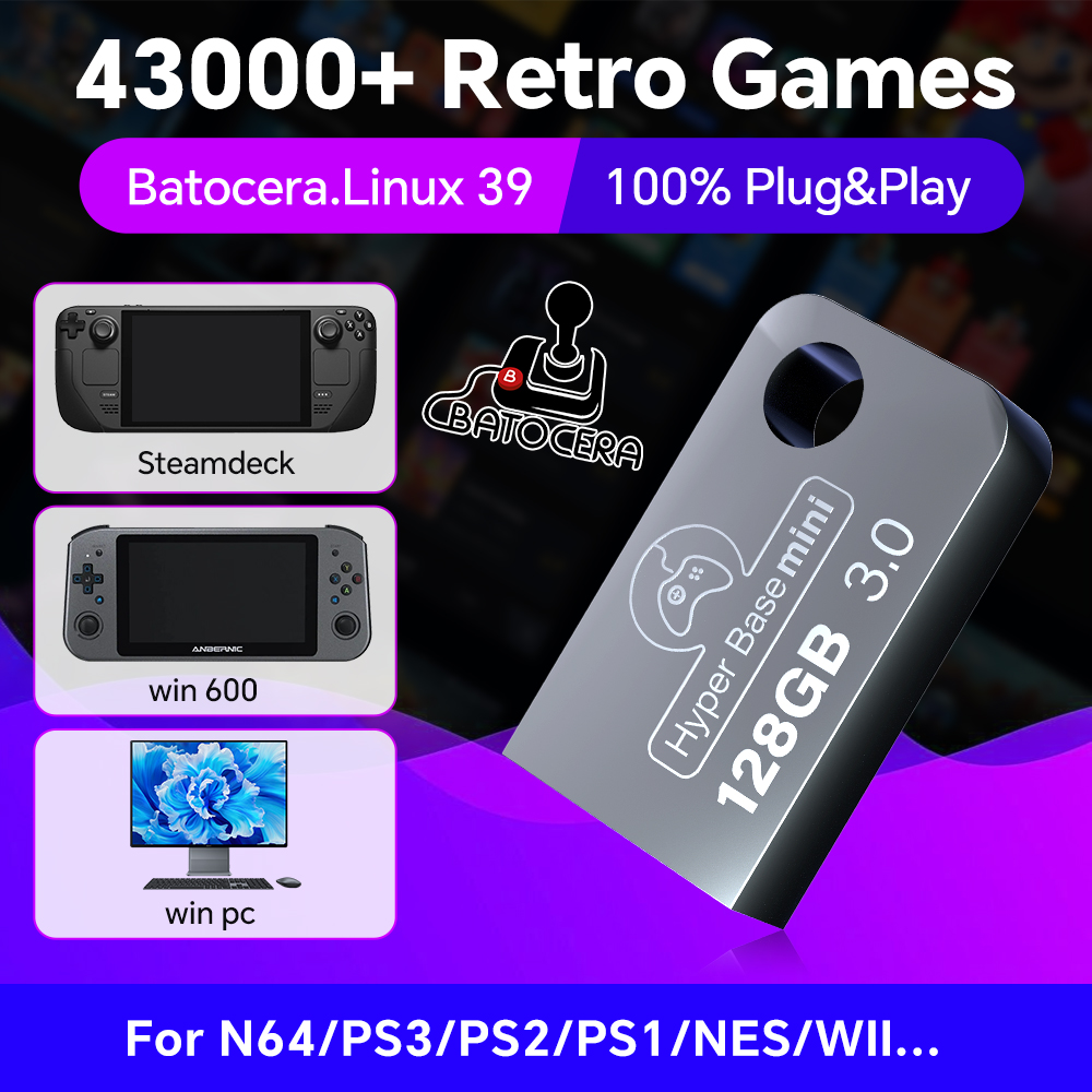 Pc Gaming Emulator - Batocera 128G USB Flash Drive For