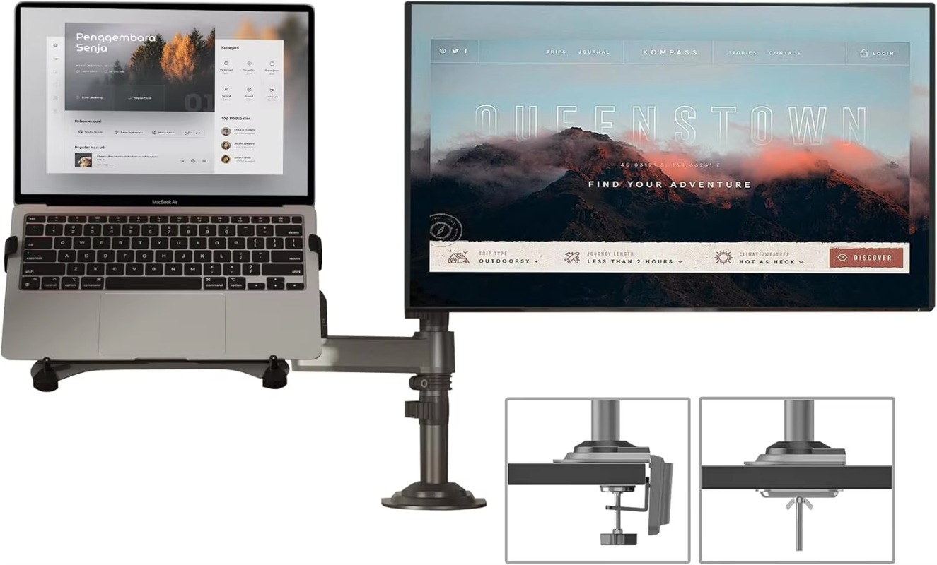 Dual Arm 2 in 1 Combo Laptop M - đánh giá và giá Dual Monitor Arm