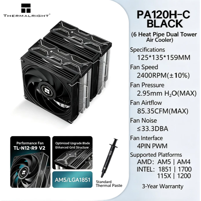 Thermalright PA120H‑C BLACK Du - đánh giá và giá Thermal Paste
